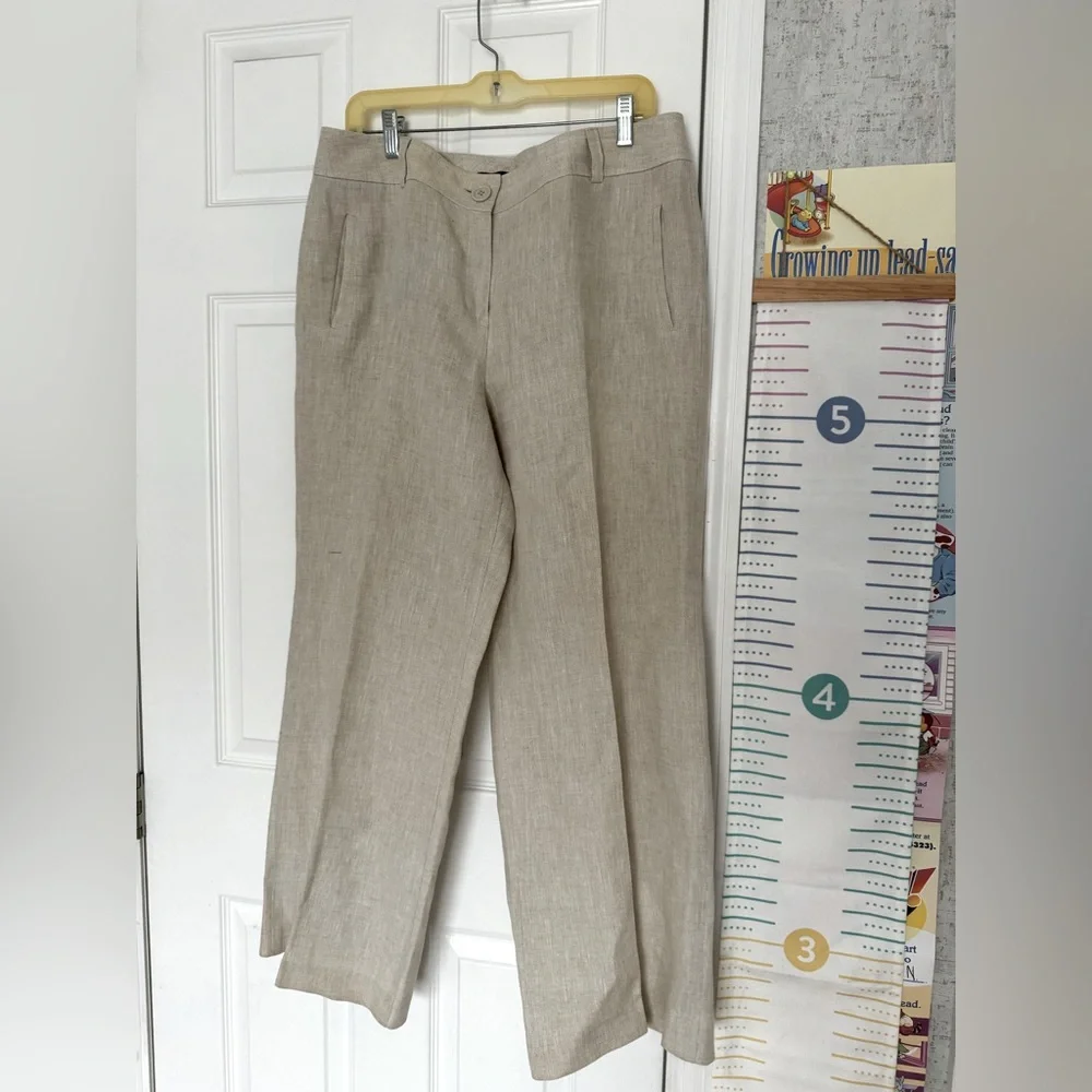Talbots Pure linen Petite 14 women’s wide leg tan pants - Picture 8 of 8